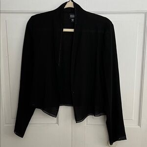 Eileen Fisher 100% Silk Black Sheer Open Front Cardigan with Sequins! Sz Med